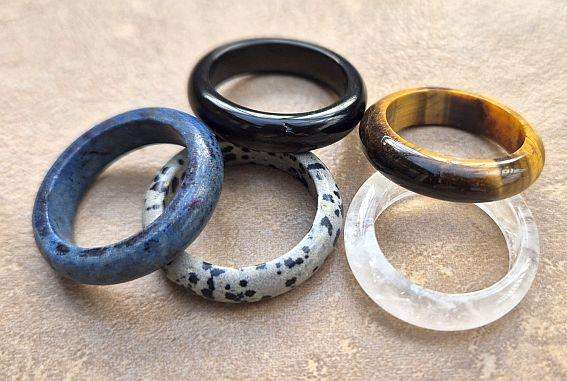 5 Pcs Assorted Natural Gemstones /  US Size 9(18.9mm)