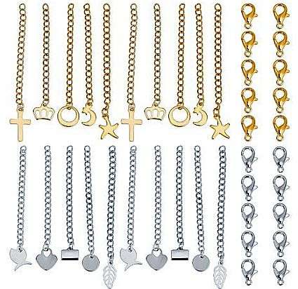 *Clearance Sale*68Pcs Stainless Steel /  Gold / Silver Tone / Extender Chains / Clasps