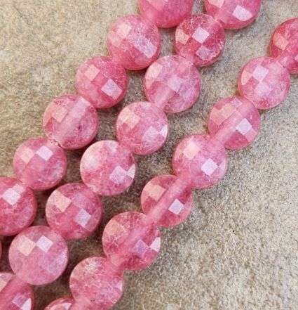 *Clearance Sale*1  Strand  +/-6mm   Natural / Rhodochrosite/ Flat Round Faceted /