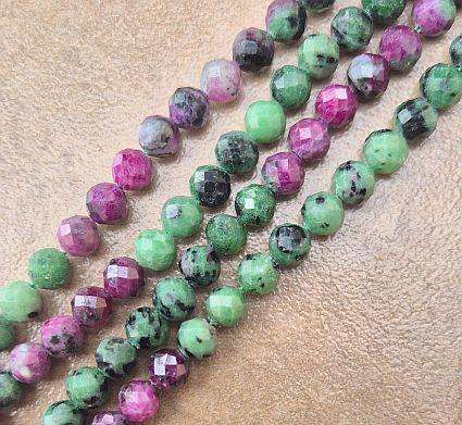 *Clearance Sale*1 Strand x (+-/6mm)  Natural Ruby in Zoisite/ Faceted / Round Beads +/-60pcs