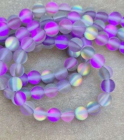 *Clearance Sale*20pcs x 6mm Synthetic Moonstone / Purple /Frosted / Glass Beads