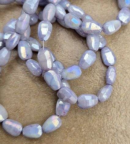 *Clearance Sale*20pc (6x4mm)  Purple / White / Flat Drop / Faceted / Marble / Painted  Glass Beads