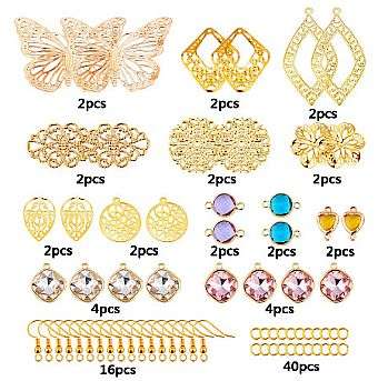 ***DIY*** 8 Pairs / Filigree Pendants /Rhinestone / Alloy Findings / Gold Tone / Earing Kit