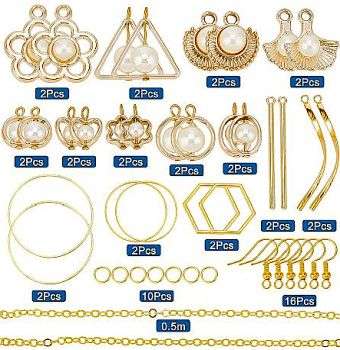 ***DIY*** 8 Pairs / Plastic Imitation Pearl / Alloy Findings / Gold Tone / Earing Kit