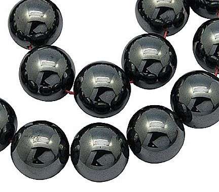 *Clearance Sale*1 Strand  x (8mm)  Synthetic Hematite /  Non-magnetic / Black / Round  Beads