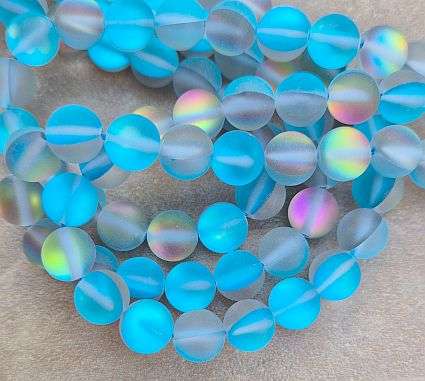 *Clearance Sale*15pcs x 8mm Synthetic Moonstone / Light Blue / Frosted Glass Beads