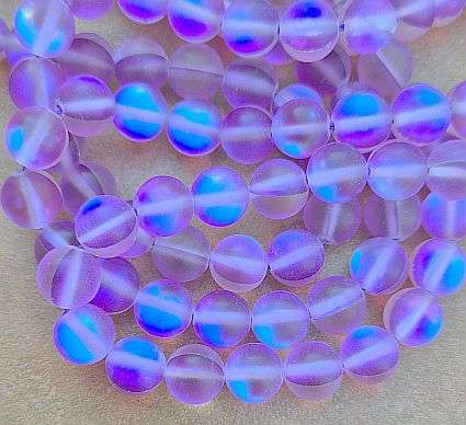 *Clearance Sale*15pcs x 8mm Synthetic Moonstone / Purple / Frosted Glass Beads