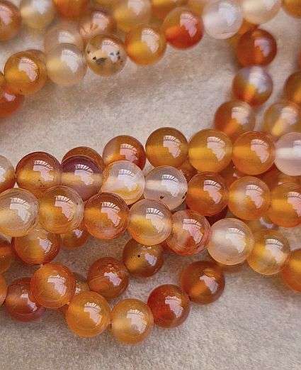*Clearance Sale*1 Strand x (8mm)  Natural /  Red Agate /   Round   Beads   +/-48pc