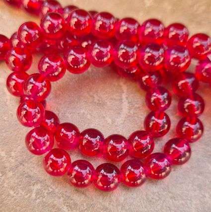 *Clearance Sale*20Pc x 8mm  Red / Painted / Round  Glass  Beads