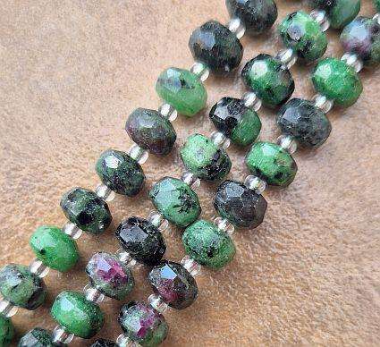 *Clearance Sale*1 Strand x (+-/8x6mm)  Natural Ruby in Zoisite/ Faceted / Rondelle Beads +/-27pcs