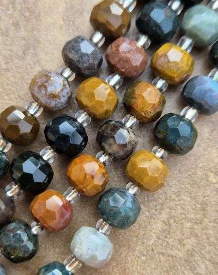*Clearance Sale*1 Strand  (8x6 mm) Natural / Ocean Jasper / Faceted Rondelle Beads +/- 20pcs