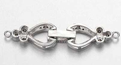 *Clearance Sale*1Pc x (43x10mm) Brass and Cubic Zirconia / Fold Over Clasp - 1 Set