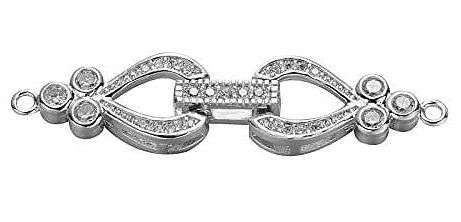 *Clearance Sale*1Pc x (43x10mm) Brass and Cubic Zirconia / Fold Over Clasp - 1 Set