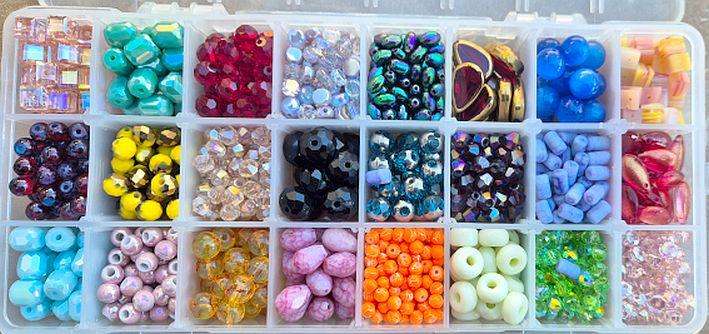 Great Selection Of Assorted Glass Beads // 4 x Containers