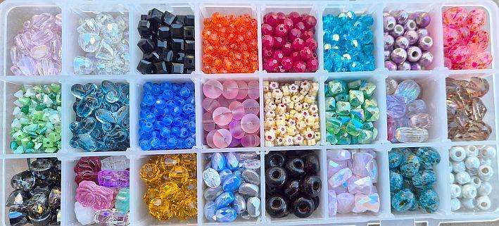 Great Selection Of Assorted Glass Beads // 4 x Containers
