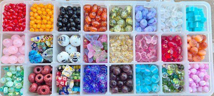 Great Selection Of Assorted Glass Beads // 4 x Containers