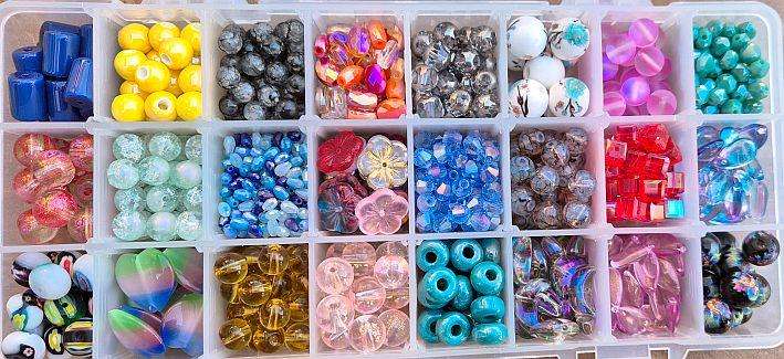 Great Selection Of Assorted Glass Beads // 4 x Containers