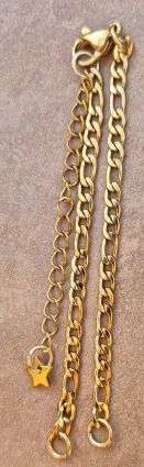 1Pc Stainless Steel / Figaro Chain / Gold  Tone / Star Charm / Extender Chain / Lobster Clasp
