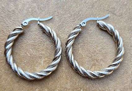 *Clearance Sale*2pcs (1 Set) 30x4mm   Stainless Steel  / Twisted Hoop Earrings