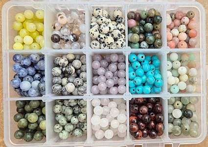 +/- 750Pc x (+/-6mm)  Assorted / Natural &  Synthetic / Gemstone Beads / 15 Types / +/-50pc Per Type