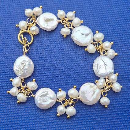 1Pc  Natural Baroque Pearl Keshi Pearl / Copper Wire / Brass / Gold Tone / Bracelet