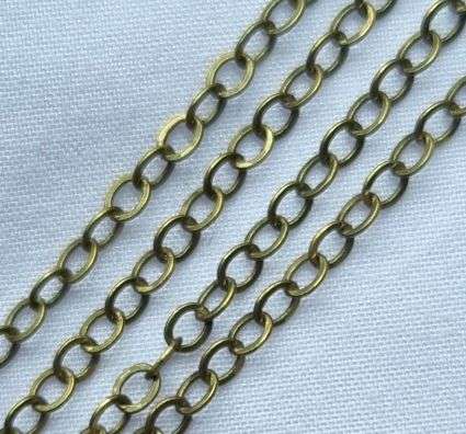 1m Antique Bronze Tone / Brass  Chain, Oval Link / Link Size 3x2.5mm
