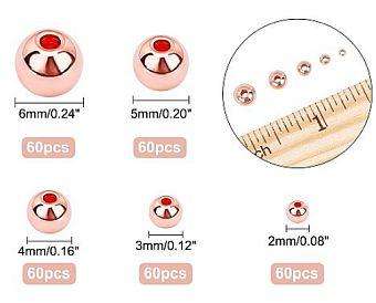 300pcs (5 Sizes)   Round / Rose Gold/ Brass  / Spacer Beads