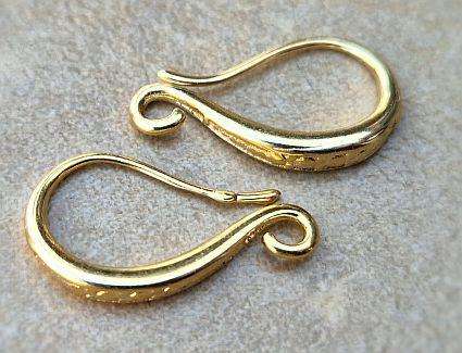 *Clearance Sale* 2pcs (1 Set)  Gold Plated / Brass / Earring Hook With Loop/19x10mm