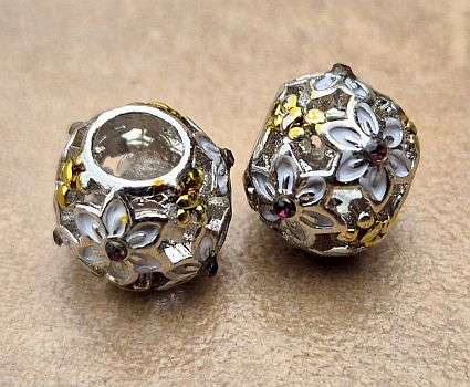 *Clearance Sale*1 pc   Enamel / Alloy / Flower / Rhinestone /  Gold / Silver Tone / Spacer