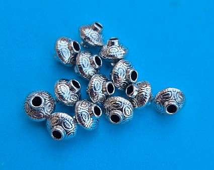 *Clearance Sale*20pc x (6x5.5mm) Bicone , Tibetan Style Silver Tone  Spacers