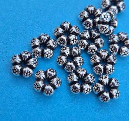 *Clearance Sale*20pc x( 7x3mm) Flower Antique Silver Tibetan Spacers