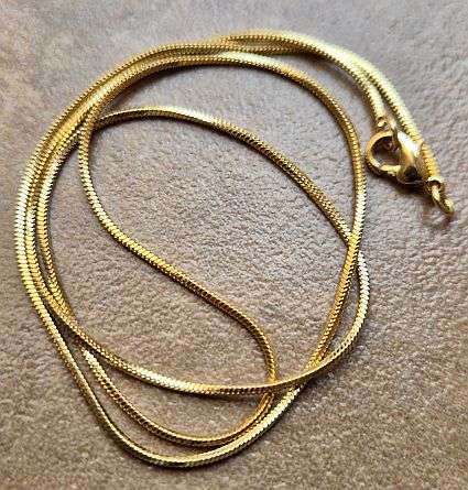 1pc  Gold Plated  / Brass  Snake /  Chain  With Lobster Clasp /  Chain 1.mm / 45cm incl clasp