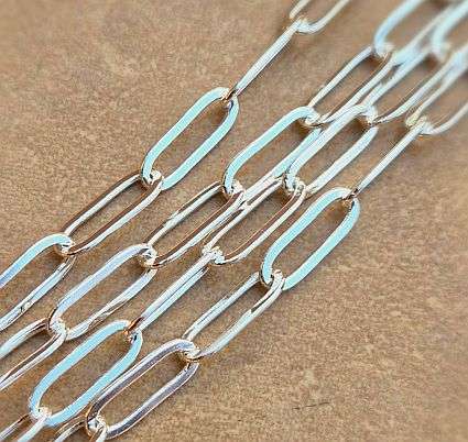 *Clearance Sale*1m  Silver Tone  / Brass / Paperclip Links / Chain /  Link Size 11x4mm
