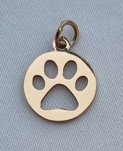 *Clearance Sale*1pc, Flat Round With Dog Paw / Rose Gold Tone Charm (12 x 14 mm)