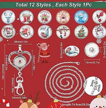 ***DIY*** 12pc / Christmas /  Deer Snap Button  / Necklace Jewelry / Kit