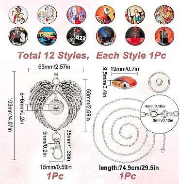 ***DIY*** 12pc / Musical Snap Button  / Necklace Jewelry / Kit