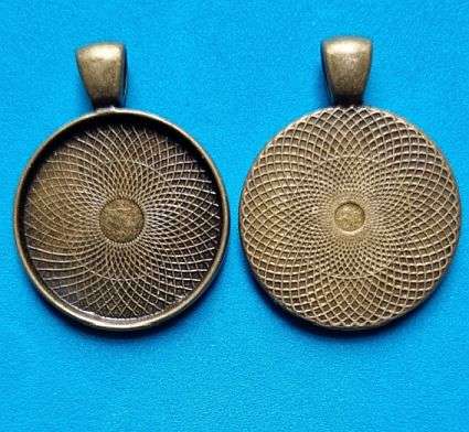 *Clearance Sale* DIY ***1pc Antique Bronze, Round / Spiral  Alloy Pendant Cabochon Settings  / Tray