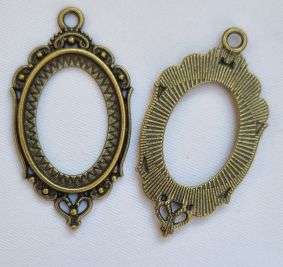 *Clearance Sale* DIY ***1pc Tibetan Style Antique Bronze Oval  Pendant / Bezel Cabochon Settings /