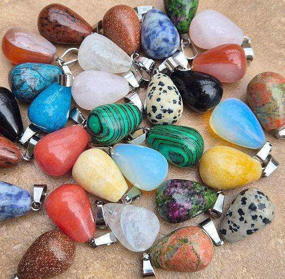 30pcs  Natural / Synthetic  / Gemstone // Drop Pendants / Bid Per Pendant