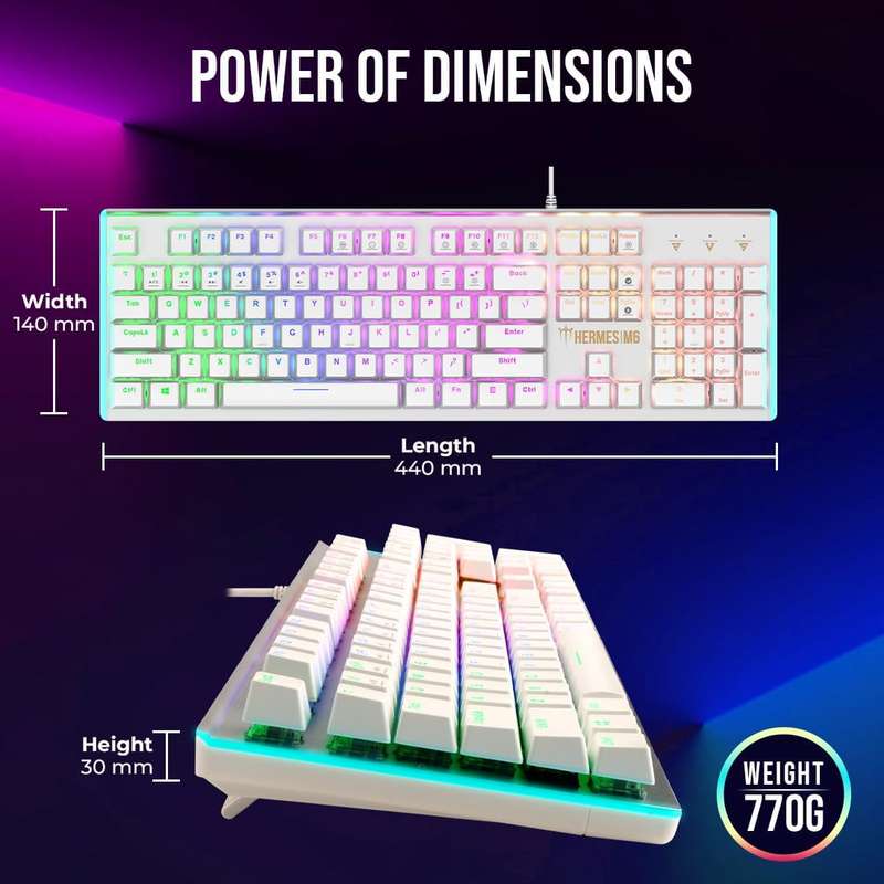 Gamdias Hermes M6 Mechanical Gaming Keyboard - Silver/White