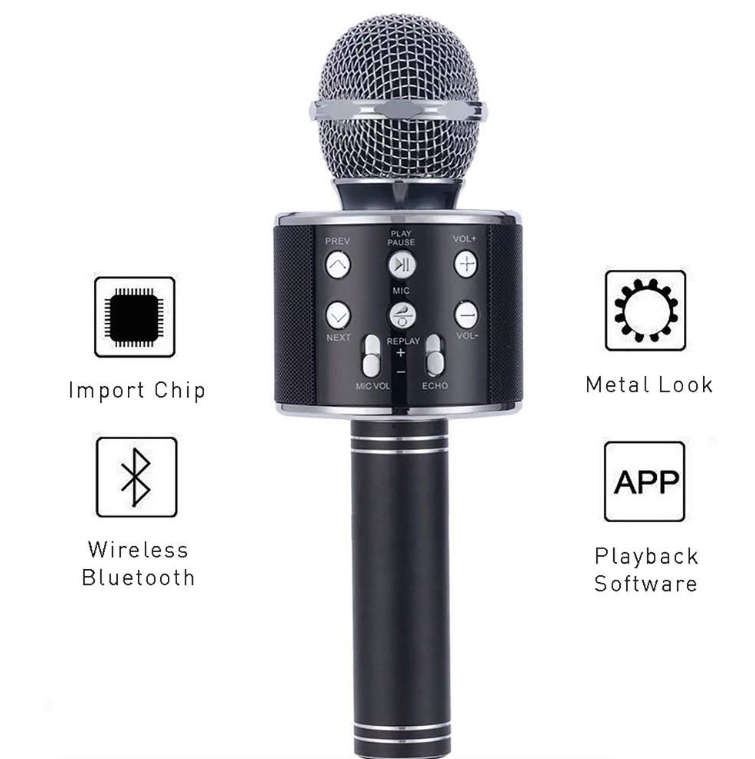 Wireless Microphone Karaoke Speaker For Smartphones - Silver