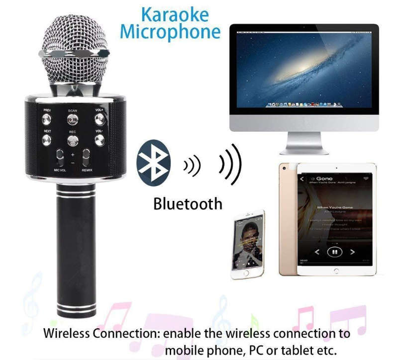 Wireless Microphone Karaoke Speaker For Smartphones - Silver