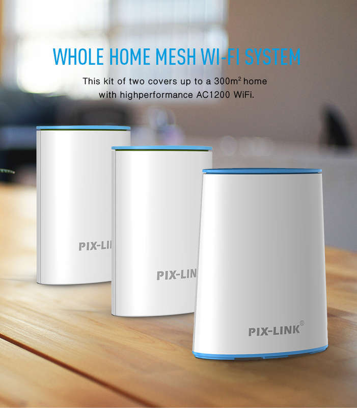 PIX-LINK AC1200 Mesh  Reliable Home Wi-Fi System with Fast Speed and Whole Home Coverage