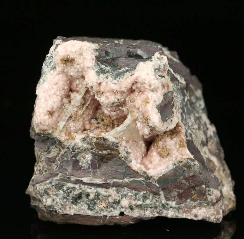 Baryte on Rhodochrosite,"N'Chwaning II Mine, Kalahari Manganese Field, Northern Cape, South Africa "