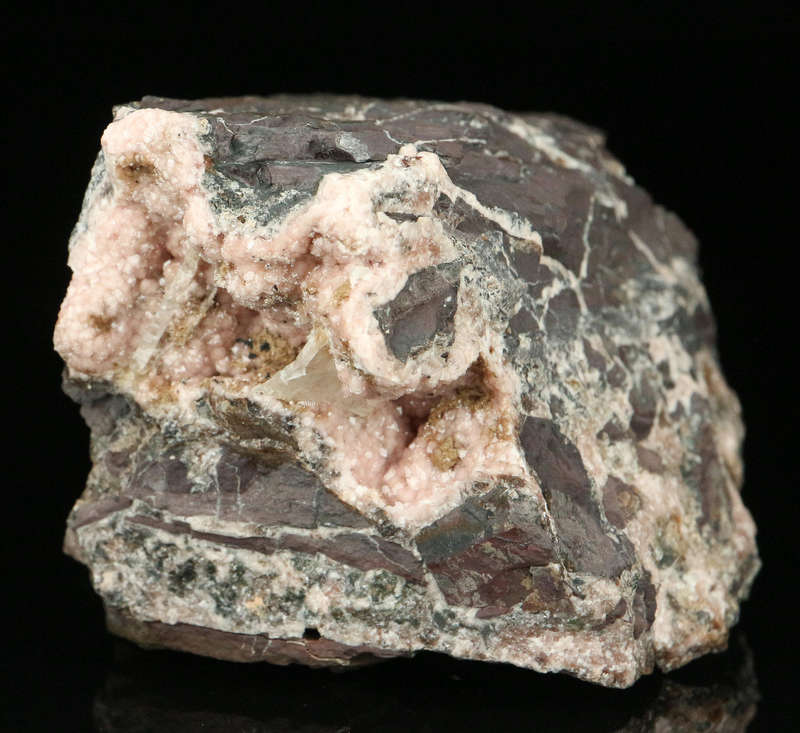 Baryte on Rhodochrosite,"N'Chwaning II Mine, Kalahari Manganese Field, Northern Cape, South Africa "