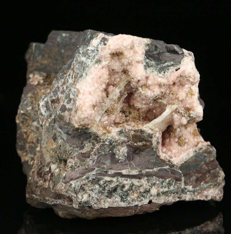 Baryte on Rhodochrosite,"N'Chwaning II Mine, Kalahari Manganese Field, Northern Cape, South Africa "