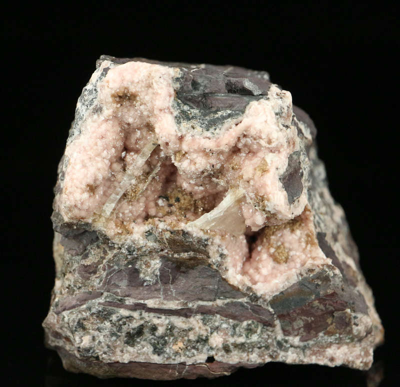 Baryte on Rhodochrosite,"N'Chwaning II Mine, Kalahari Manganese Field, Northern Cape, South Africa "