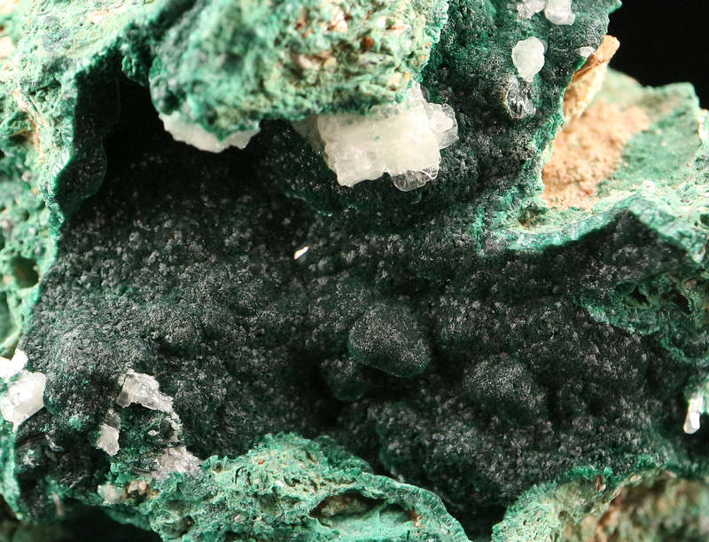 Cerussite on Malachite, Kimbedi, Mindouli, Brazzaville, Congo