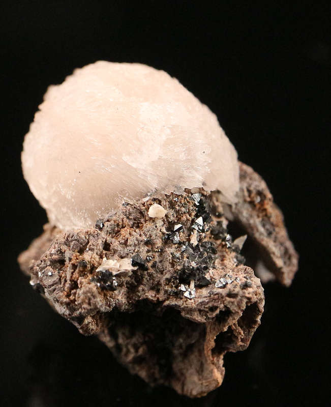 Calcite, Hausmannite on Matrix, N'Chwaning II, Northern Cape, South Africa