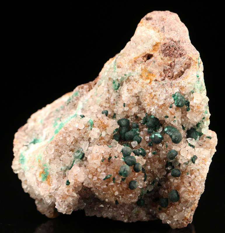 Malachite on Quartz, Mashamba West Mine, DRC